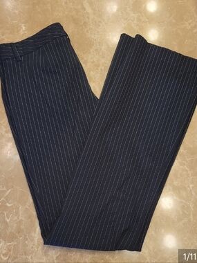 Express Editor Black Pinstripe Dress Pants - White Stripe, 0L